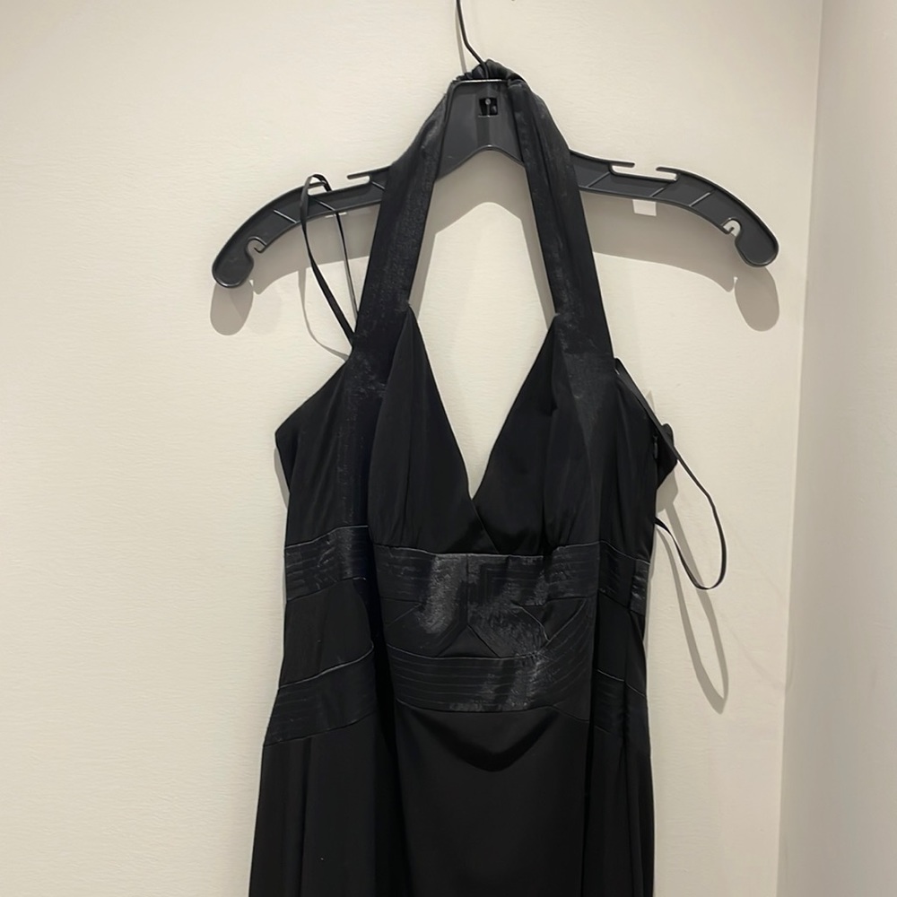 Black floor length satin dress